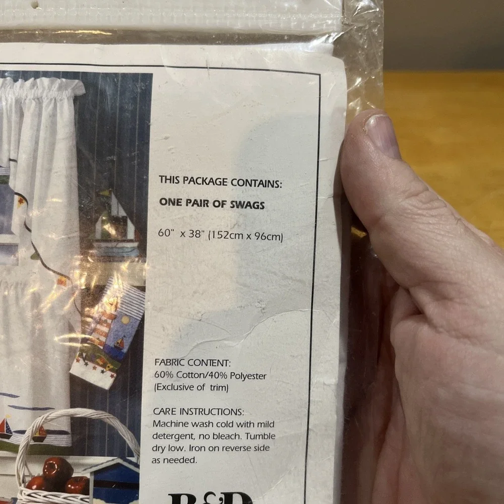 NIP B&D Applique Nautical Swag‎ Curtains Lighthouse Coastal Beach Cottage Decor